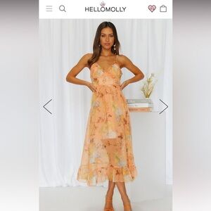 Hello Molly Ice Cream and Sprinkles Midi Dress Apricot